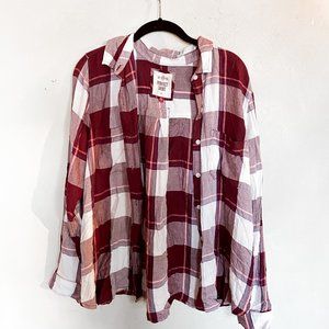 Red and White Plaid Flannel Top